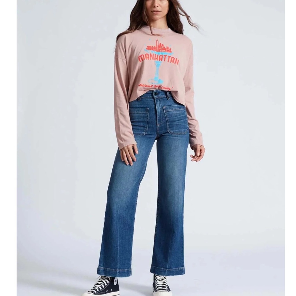 ASKK NY Sailor Blue Flare Wide Leg Jeans 28